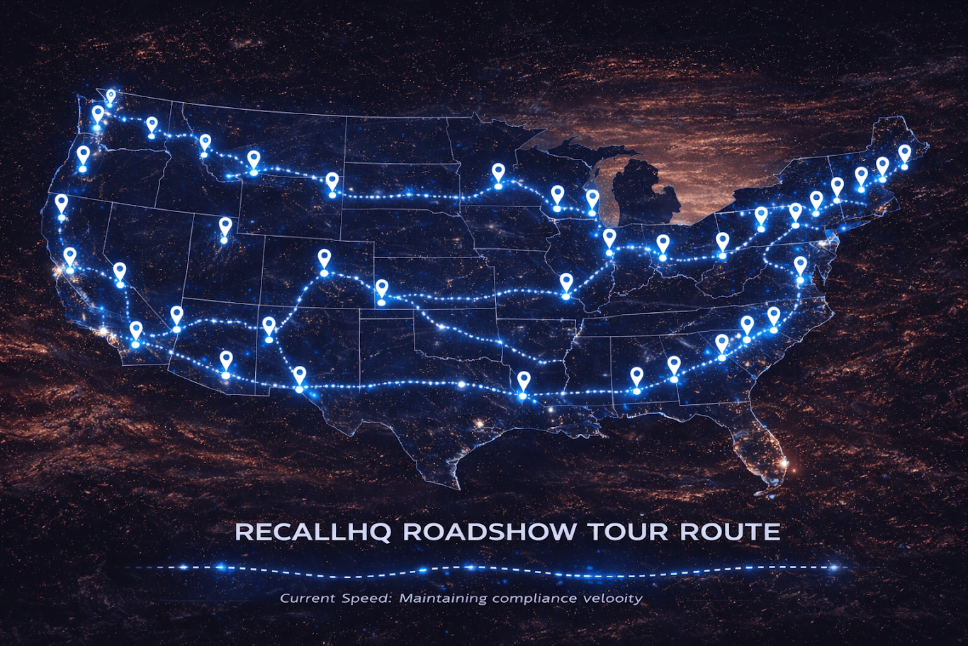 RecallHQ Roadshow Tour map